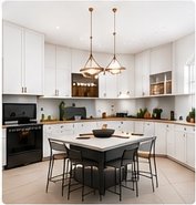 Kitchen with a large island and pendant lighting